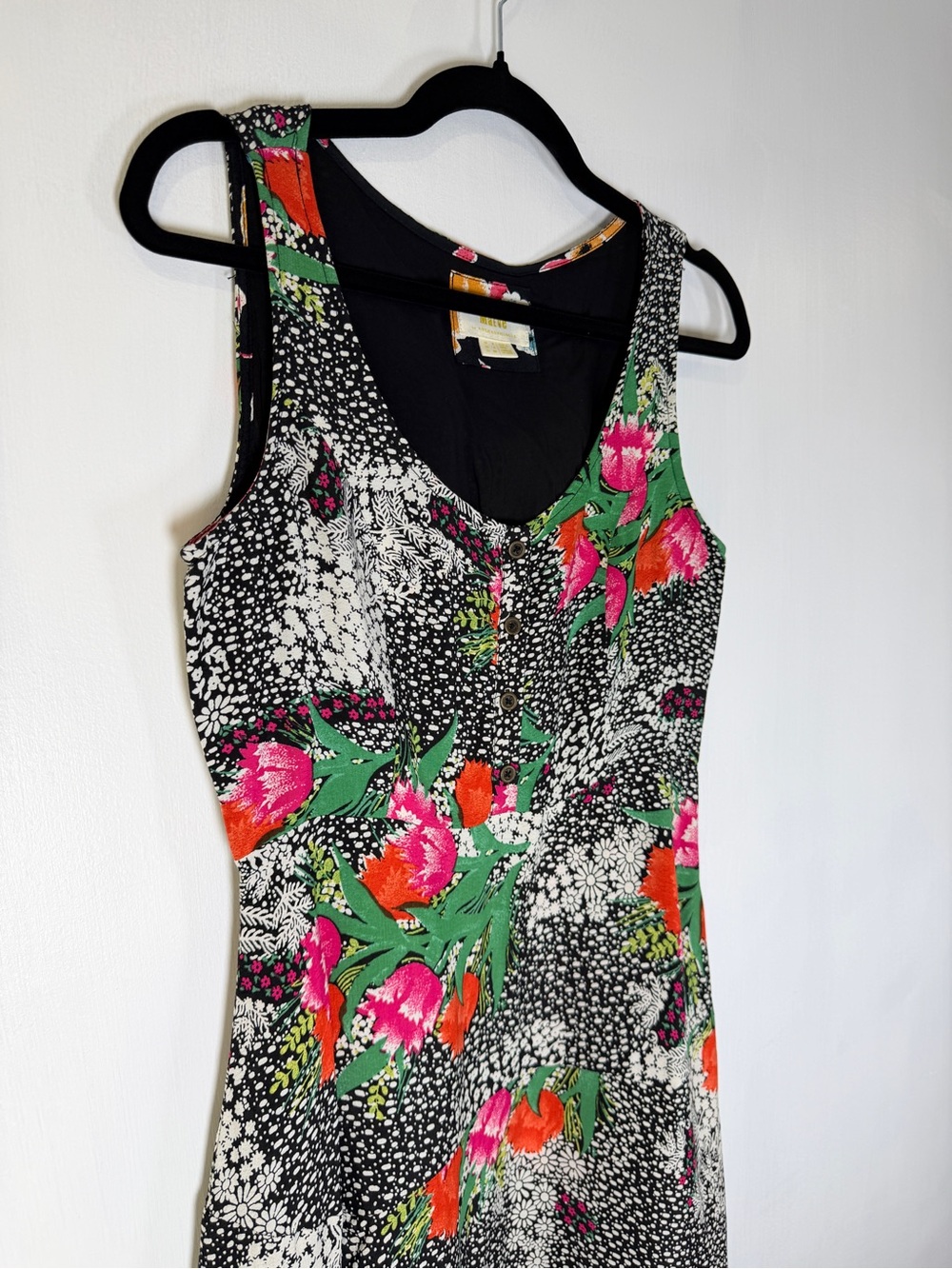 Maeve Anthropologie Black‎ Floral 100% Viscose Midi Sun Dress Sz 4 - Picture 2 of 14
